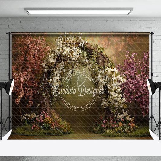Lofaris Enchanting Floral Archway Photography Backdrop Pink and White Flowers Garden Theme for Spring Wedding