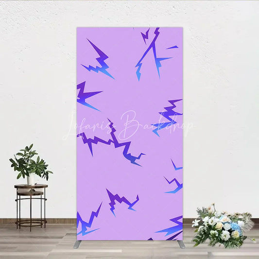 Lofaris Energetic Purple and Blue Gradient Lightning Pattern Rectangle Arch Backdrop Modern Abstract Event Decor.