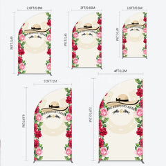 Lofaris Equestrian Race Day Half Moon Arch Backdrop with Elegant Hat Horse Silhouettes and Vibrant Red Roses