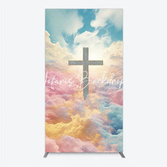 Lofaris Ethereal Cross with Pastel Clouds and Heavenly Sky Rectangle Arch Backdrop Spiritual Serene Decor for Events