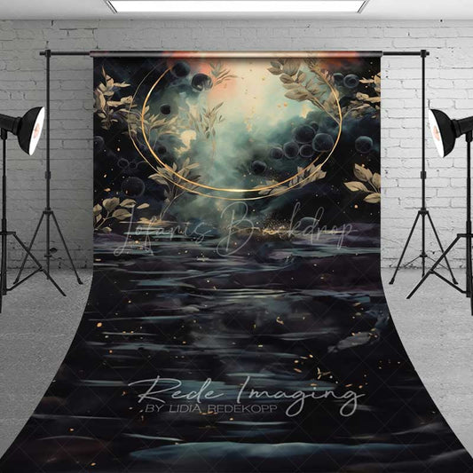 Lofaris Ethereal Fine Art Sweep Photography Backdrop Abstract Dark Mystical Scene with Gold Fantasy Maternity Photo Prop