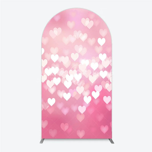 Lofaris Ethereal Pink Heart Bokeh Round Top Arch Backdrop Romantic Valentine’s Day Wedding and Baby Shower Decor