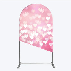 Lofaris Ethereal Pink Heart Bokeh Round Top Arch Backdrop Romantic Valentine’s Day Wedding and Baby Shower Decor