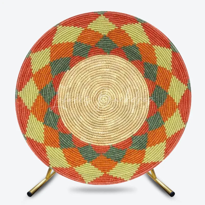 Lofaris Ethiopian Floral Round Backdrop Traditional African Pattern Circle Frame Unique Cultural Photo Booth for Holiday Festival