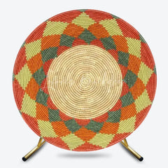 Lofaris Ethiopian Floral Round Backdrop Traditional African Pattern Circle Frame Unique Cultural Photo Booth for Holiday Festival