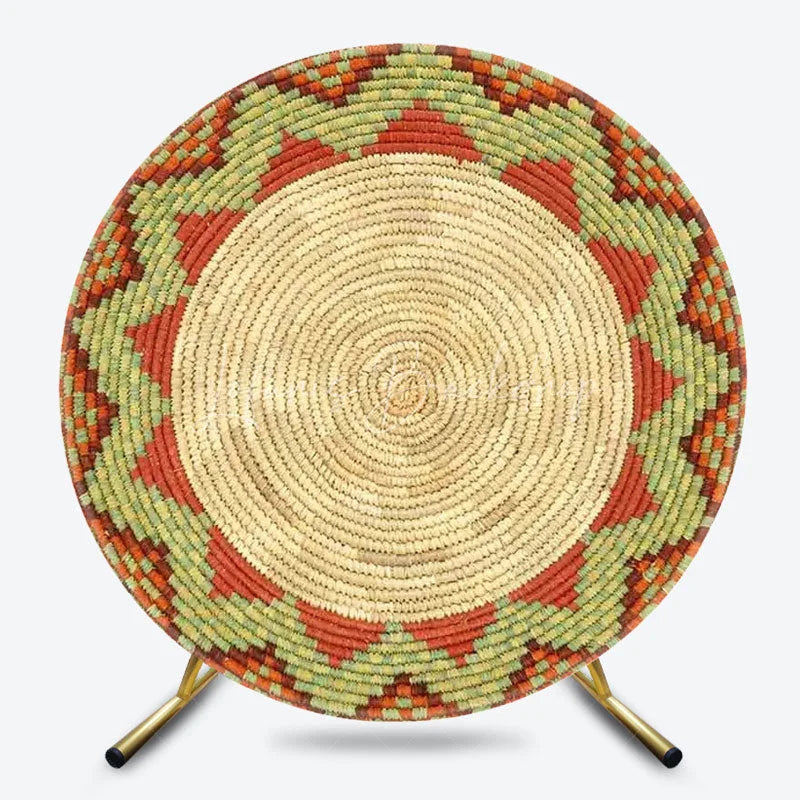 Lofaris Ethiopian Floral Round Backdrop Traditional African Pattern Circle Frame Unique Cultural Photo Booth for Holiday Festival