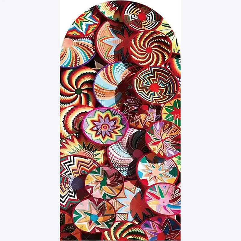 Lofaris Ethiopian Traditional Basket Arch Backdrop Cultural Pattern Festival Cover Unique African Photo Booth Decor