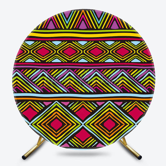 Lofaris Ethnic Geometric Pattern Round Ethiopian Backdrop