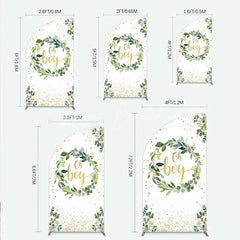 Lofaris Eucalyptus Wreath Oh Boy Half Moon Arch Backdrop Greenery and Gold Glitter Baby Shower Decoration
