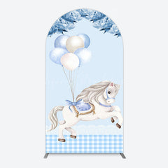 Lofaris Fairy Blue Carousel Floral Birthday Arch Backdrop