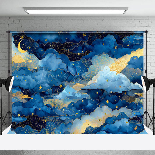 Lofaris Fairy Blue Clouds Starry Moon Night Cake Smash Backdrop