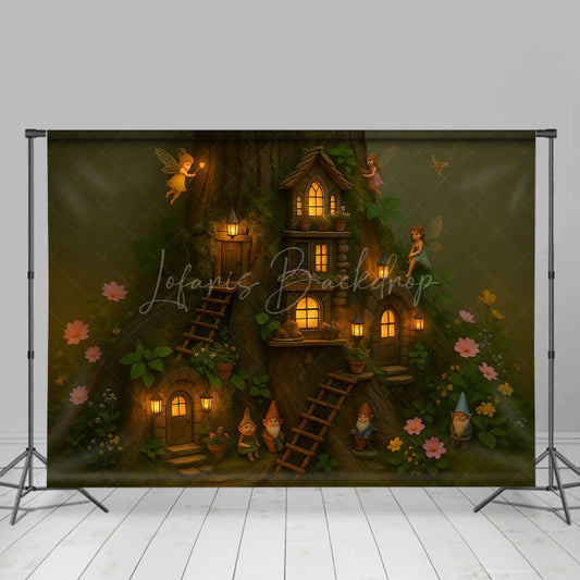 Lofaris Fairy Cottage Floral Sweet Nights Photo Backdrop