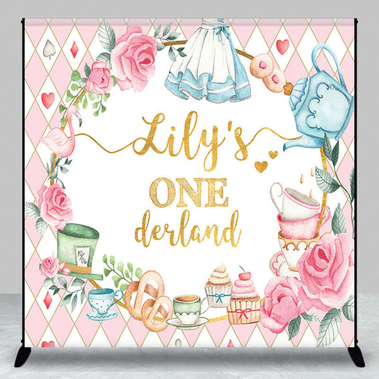 Lofaris Fairy Floral Onederland Custom Name Birthday Backdrop