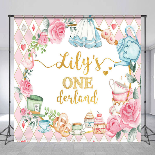Lofaris Fairy Floral Onederland Custom Name Birthday Backdrop
