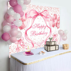 Lofaris Fairy Pink Balloons Bow Dots Happy Birthday Backdrop