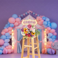 Lofaris Fairy Pink Blue Balloons Circo Circus Cake Smash Backdrop