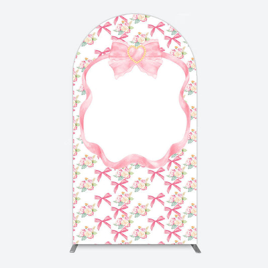 Lofaris Fairy Pink Bow Tie Floral Birthday Arch Backdrop