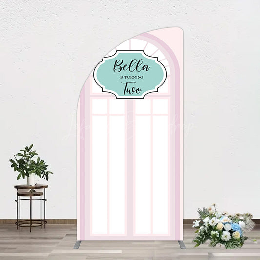 Lofaris Fairy Pink Window 2bd Birthday Party Half Moon Arch Backdrop