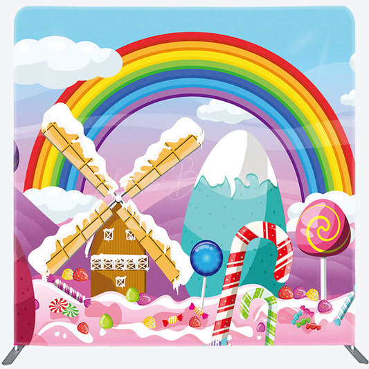Lofaris Fairy Rainbow Cloud Candyland Pillow Cover Backdrop