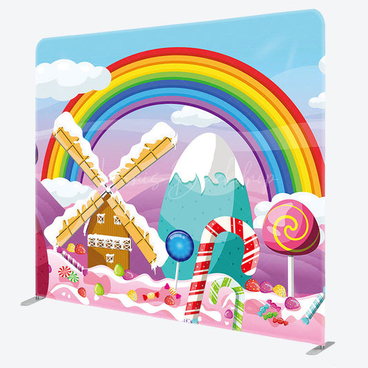 Lofaris Fairy Rainbow Cloud Candyland Pillow Cover Backdrop