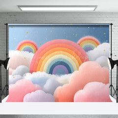 Lofaris Fairy Rainbow Clouds Starry Cake Smash Photo Backdrop