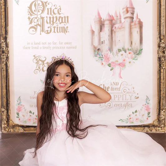 Lofaris Fairy Tale Book Castle Custom Name Birthday Backdrop
