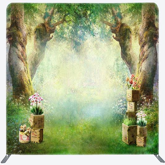Lofaris Fairy Tale Forest Tree Birthday Pillow Case Backdrop