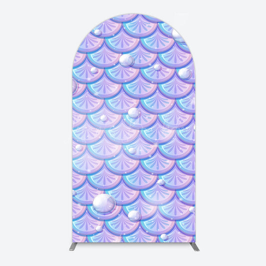 Lofaris Fairy Tale Mermaid Scale Pearl Birthday Arch Backdrop