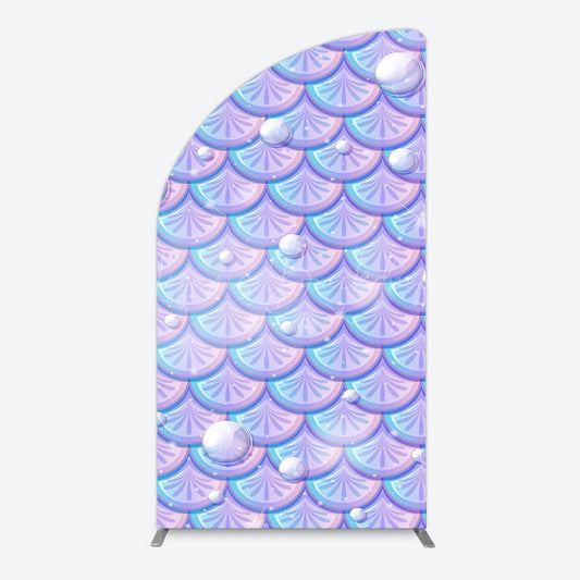 Lofaris Fairy Tale Mermaid Scale Pearl Birthday Half Moon Arch Backdrop