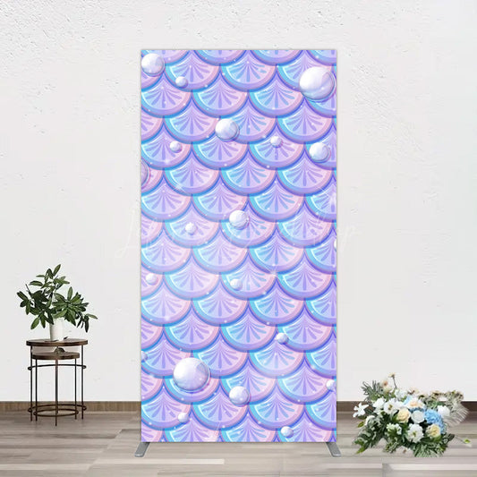 Lofaris Fairy Tale Mermaid Scale Pearl Birthday Rectangle Backdrop