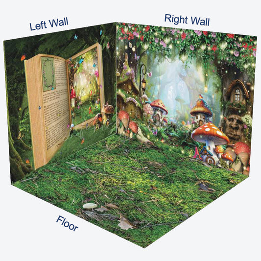 Lofaris Fairy Tale Mushroom Forest Scene Room Set Backdrop