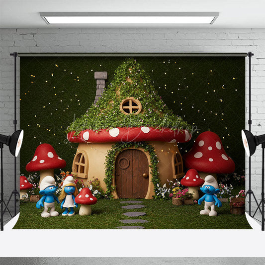 Lofaris Fairy Tale Mushroom World Cute Cake Smash Backdrop