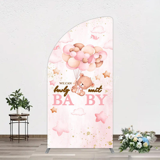 Lofaris Fairy Tale Pink Bearly Wait Baby Shower Half Moon Arch Backdrop