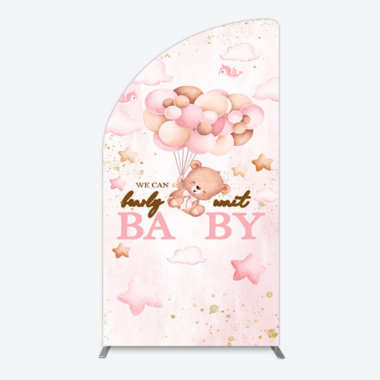 Lofaris Fairy Tale Pink Bearly Wait Baby Shower Half Moon Arch Backdrop