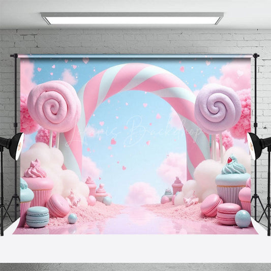 Lofaris Fairy Tale Pink Candyland Hearts Cake Smash Backdrop