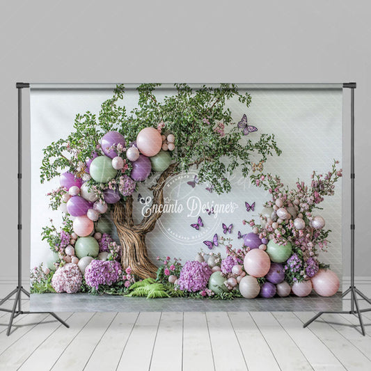 Lofaris Fairy Tree Balloons Floral Cake Smash Photo Backdrop