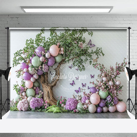 Lofaris Fairy Tree Balloons Floral Cake Smash Photo Backdrop