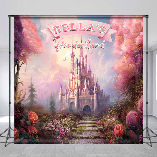 Lofaris Fairy Wonderland Castle Custom Name Birthday Backdrop