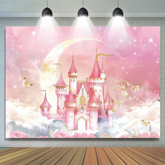 Lofaris Fairyland Pink Sweet Moon Lights Castle Backdrop