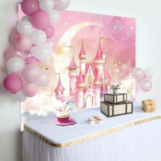 Lofaris Fairyland Pink Sweet Moon Lights Castle Backdrop