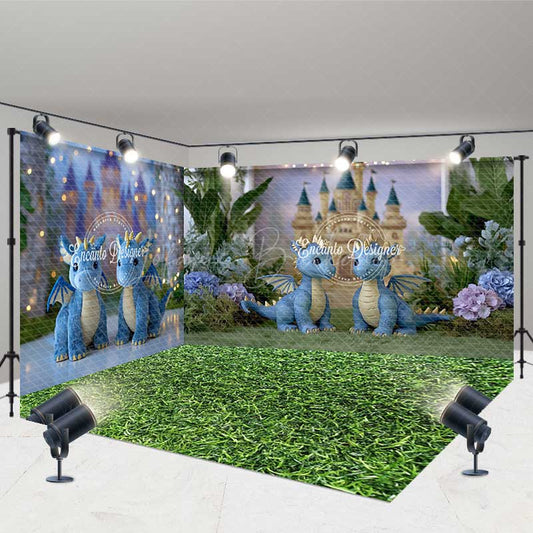 Lofaris Fairytale Dragons and Enchanted Castle Room Set Backdrop for Kids Birthday Cake Smash Photo Studio Background