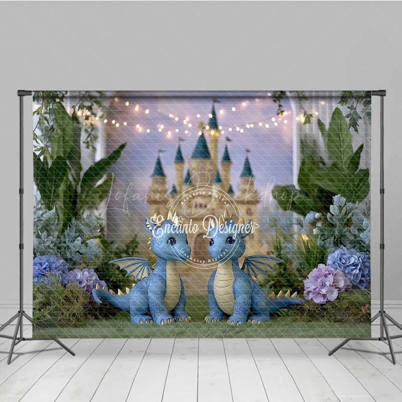 Lofaris Fairytale Dragons and Enchanted Castle Room Set Backdrop for Kids Birthday Cake Smash Photo Studio Background