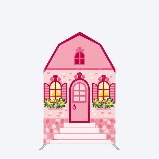Lofaris Fairytale Pink Princess House Barn Door Arch Backdrop