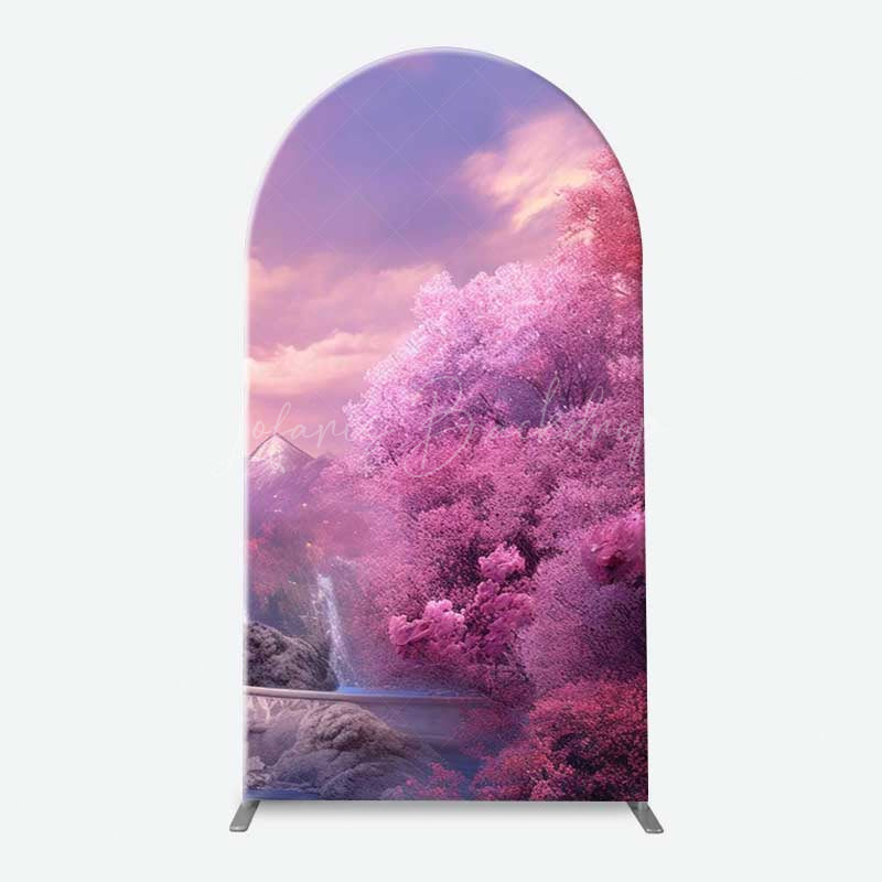 Lofaris Fairytale Princess Castle Arch Backdrop Magical Pink Kingdom for Girl’s Birthday Dreamy Party Photo Booth Decor