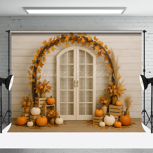 Lofaris Fall Accent Doors Pumpkin Sweet Cake Smash Backdrop
