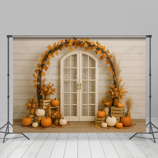 Lofaris Fall Accent Doors Pumpkin Sweet Cake Smash Backdrop
