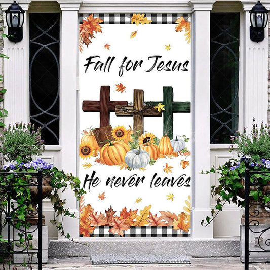 Lofaris Fall For Jesus Pumpkin Thanksgiving Door Cover