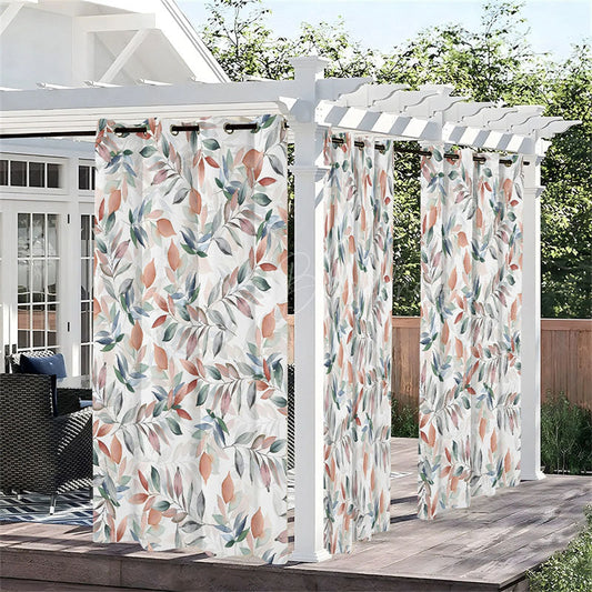 Lofaris Fall Leaves Fresh Waterproof Printed Outdoor Curtains
