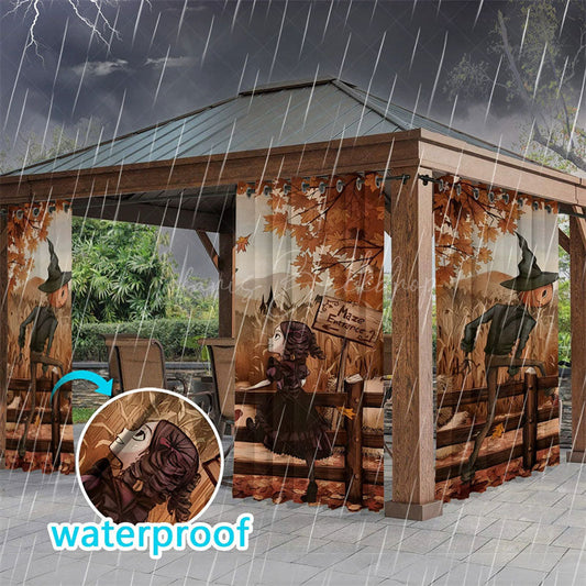 Lofaris Fall Maple Farm Waterproof Printed Outdoor Curtains