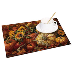 Lofaris Fall Maple Leaf Sunflower and Pumpkin Set of 4 Placemats for Autumn Harvest Thanksgiving Decor